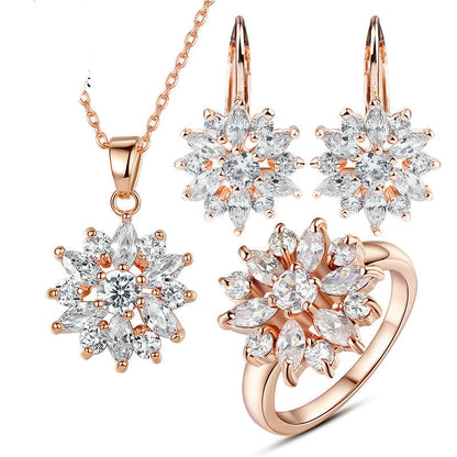 Champagne Gold Flower Earrings Zircon Earrings