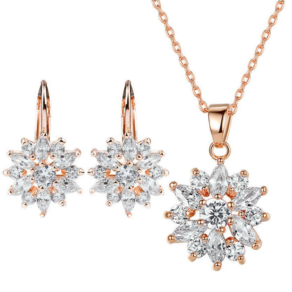 Champagne Gold Flower Earrings Zircon Earrings