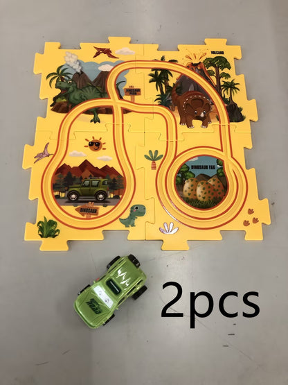 Children Puzzle Electric Railroad Speeder DIY Assembly Electric Car Automatic Rail City Scene Construction Education Toy Gift