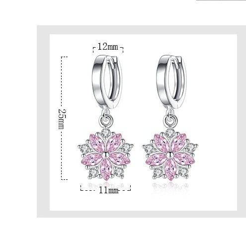 New Student Flower Zircon Exaggerated Earrings