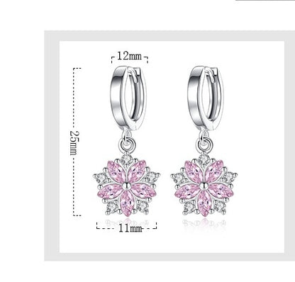 New Student Flower Zircon Exaggerated Earrings