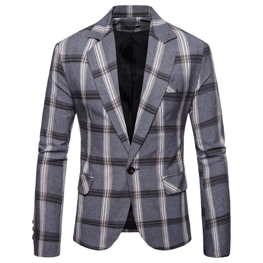 Casual Plaid Dress Small Suit Coat Man