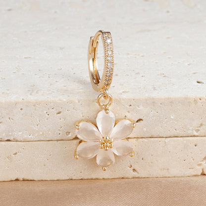 Trendy Six-leaf Flower Pendant Zircon Earrings